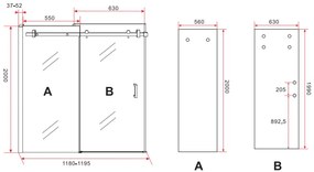 SaniGoods Falcon mat zwarte douchedeur schuifdeur 120x200cm