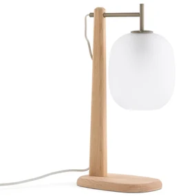 Tafellamp in eik en mat glas, Navida