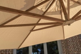 4 Seasons Outdoor Siesta PREMIUM Ø 350 cm parasol zand, wood look frame Parasol   beige weerbestendig