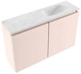 Mondiaz Ture DLux toiletmeubel 80cm rosee met wastafel opalo rechts zonder kraangat