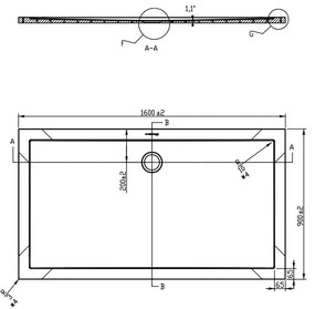 Badstuber Tris douchebak rechthoek SMC 160x90cm