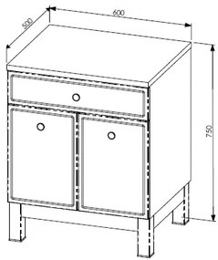 Comad Samoa 851 FSC onderkast 60cm eiken/wit