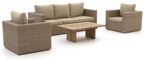 + 15% kassakorting | Stoel-bank loungeset Intenso | 5 personen | Loungeset Old Teak Greywash/Beige | Wicker (vlechtwerk) | Kees Smit Tuinmeubelen