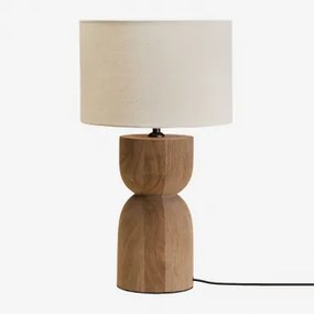 Diniz Tafellamp Mangohout & ↑30 Cm & Gebroken Wit Ø30 Cm - ↑25 Cm Arlina - Sklum