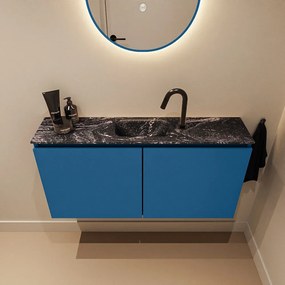 Mondiaz Ture DLux toiletmeubel 100cm jeans met wastafel lava midden met kraangat