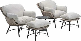 Garden Impressions Selene loungestoelen vintage willow - Mati bijzettafel Ø50x48 cm