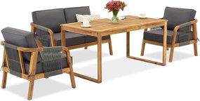 Acaciahouten tuinmeubelen Mumbai Apetito 4 met Garden Point poefs