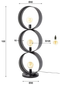 Vloerlamp Rond Metaal Gaas 3L