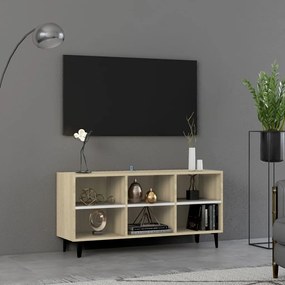 vidaXL Tv-meubel met metalen poten 103,5x30x50 cm wit en sonoma eiken