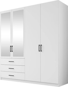 Kledingkast Fungar, Wit, 215x196x60cm, 161.6 kg, Kledingkast deuren: Met scharnieren