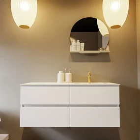 Mondiaz Vica DLux badmeubel 120cm talc 4 lades met wastafel frappe rechts 1 kraangat