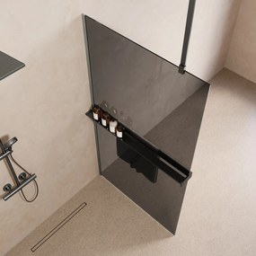 Saniclear Bright inloopdouche 110cm met handdoekhouder en rookglas verouderd ijzer - gunmetal