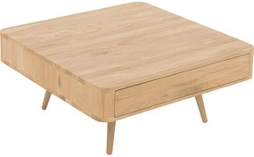 Goossens Salontafel Bjarte vierkant, hout eiken wit, stijlvol landelijk, 90 x 40 x 90 cm