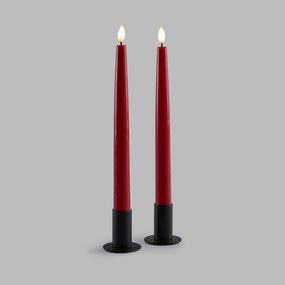 Set van 2 ledkaarsen, van was, hoogte 24,5 cm