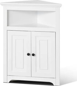 VEVOR Hoekkast met 3-laags planken Multifunctionele kast (845 mm hoog) met 2 houten deuren en verstelbare planken, vrijstaande keukenkast voor woonkamer/wasruimte, wit