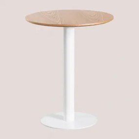 Ronde Barkruktafel Van Mdf Xiren Natuurlijk Houtbruin - Wit & Ø60 Cm - Sklum