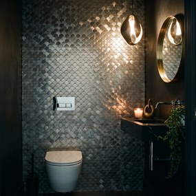 Zelfklevende Mozaïektegels Metaal | Visschub Zilver | 28,8×29,8 cm | Keuken, Bad &amp; WC