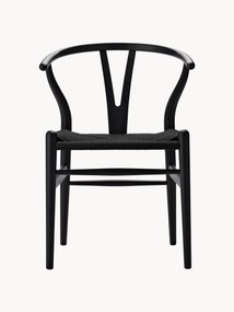Houten stoel CH24 Wishbone Chair met handgevlochten zitvlak