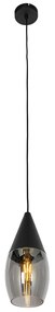 Moderne hanglamp zwart met smoke glas - Drop