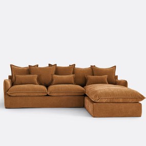 Hoekbank rechts, met afneembare hoes, 4-zits, in gemêleerd polyester, ODNA