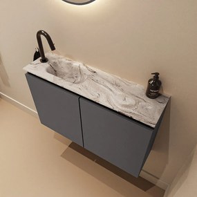 Mondiaz Ture DLux toiletmeubel 80cm dark grey met wastafel glace links met kraangat