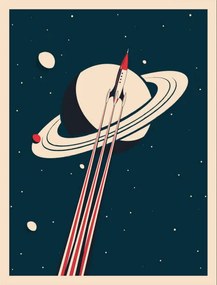 Ilustratie vintage rocket poster, martinwimmer