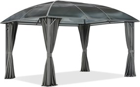 Dominican 3x4 metalen tuinhuisje met gordijnen Garden Point antraciet