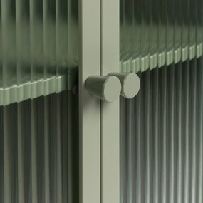 Lichtgroene Kast Met Ribbelglas - 60x35x105cm.