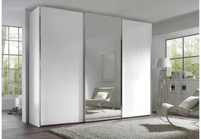 Goossens Kledingkast Big Choice Type 01 163, Slaapkamerkast 298 cm breed, 222 cm hoog, 2 glas schuifdeuren en 1 spiegel schuifdeur midden