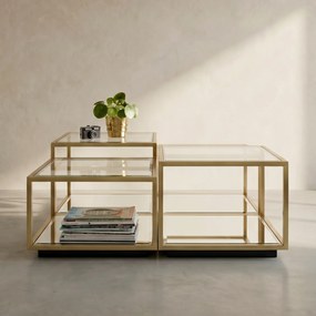 Kare Design Luigi Gold Gouden Salontafelset - 100 X 100cm.