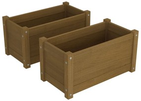 vidaXL Plantenbakken 2 st 60x31x31 cm massief grenenhout honingbruin