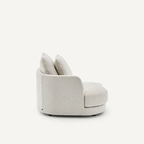 Halve bank links, afgerond, modulair, van gemêleerd canvas, TIBERIO
