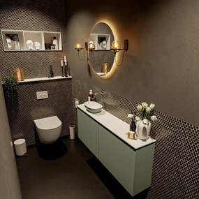 Mondiaz Fowy toiletmeubel 120cm army met legergroene waskom links zonder kraangat