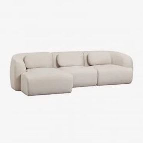 3-delige Linker Chaise Longue Modulaire Bank In Chenille Coquette Chenille Crèmebeige - Sklum