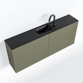 Zaro Polly toiletmeubel 120cm army met zwarte wastafel met kraangat