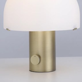 Design tafellamp messing met wit en dimmer - Gomba Retro E27 rond Binnenverlichting Lamp