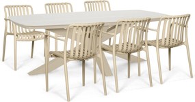 Tuinset 6 personen 220 cm Kunststof Zand/Beige Domani Furniture Alba/Belluno