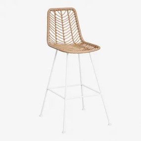 Hoge Kruk In Gouda Natural Synthetisch Rotan Natuurlijk & Wit & ↑75 Cm & Geen Kussen - Sklum