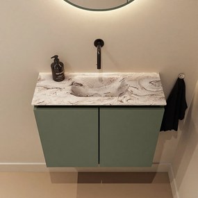 Mondiaz Ture DLux toiletmeubel 60cm army met wastafel glace midden zonder kraangat