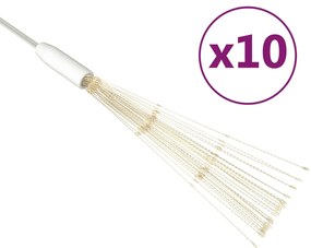 vidaXL 10 st Kerstverlichting vuurwerk 1400 LED's buiten 20 cm warmwit