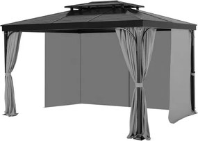 VEVOR Patiogordijn, 2840x2840x2110 mm, 4-delige zijwandgazebo-privacygordijnen met ritsen, zonwerende gordijnen als vervanging voor de patioluifel, ALLEEN gordijnen, grijs