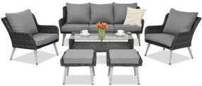 Garden Point antraciet Bilbao Coffee 5 tuinmeubelen + 2 poefs