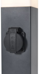 Buitenlamp donkergrijs met opaal glas 45cm IP44 met stopcontact en bewegingssensor - Malios