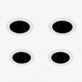 Pack Van 4 Inbouw Led-downlights Met Ronde Frames Ø5 Cm In Aluminium Luisiana Warm Wit 2700k & Wit – Zwart & 3 W & 19º - Sklum