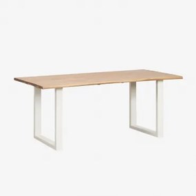 Tuin Tafel Rechthoekig 180x90 Cm In Acaciahout En Staal Maupi Gardenia Wit - Sklum