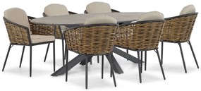 Tuinset 6 personen 220 cm Aluminium/wicker Grijs Lifestyle Garden Furniture Nice/Matara