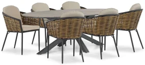 Tuinset 6 personen 220 cm Aluminium/wicker Grijs Lifestyle Garden Furniture Nice/Matara