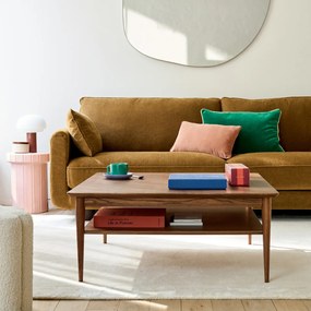 Vierkante salontafel in massief essen met fineer, dubbel blad, LUSSAN