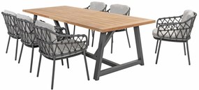 4 Seasons Outdoor Calpi tuinset antraciet met Noah tuintafel teak blad 260 x 100 cm SALE  Tuinset    houtkleur weerbestendig