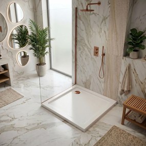 Douchebak Rea Belmond White 90x90 Brush Copper